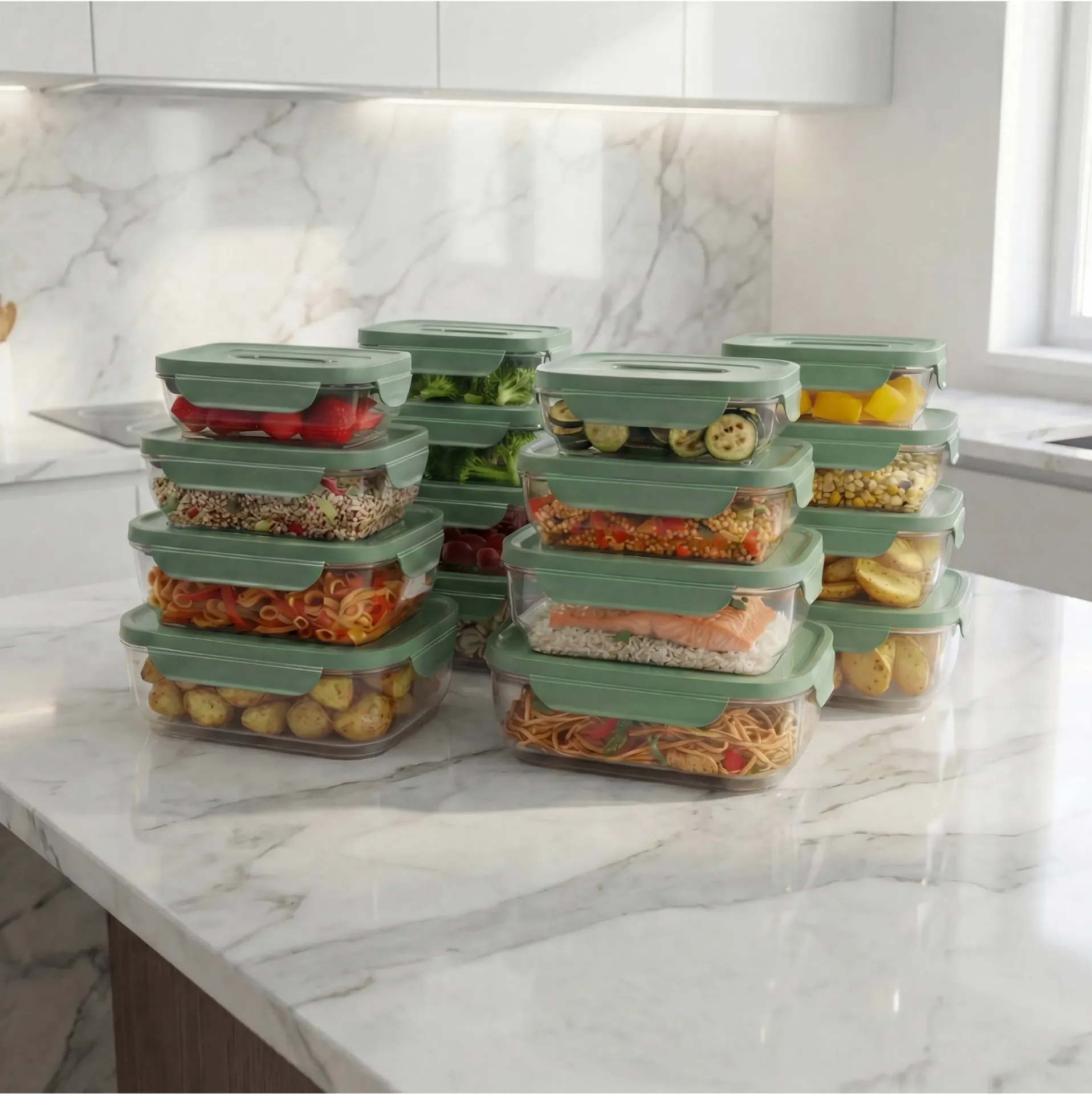 [F7001-13] Click&Lock Max 16-piece Set (Sage Green)